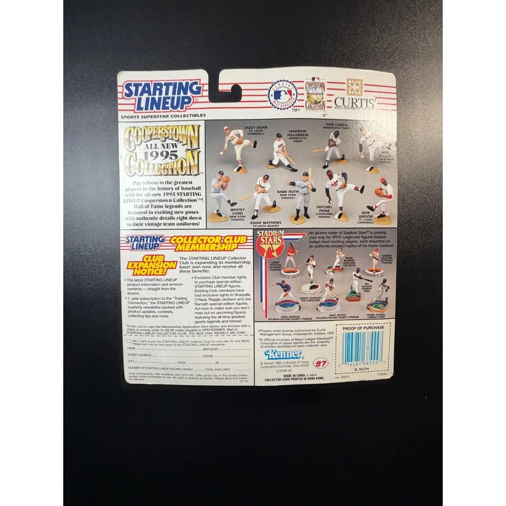 Babe Ruth New York Yankees 1995 Starting Lineup Cooperstown Collection Kenner